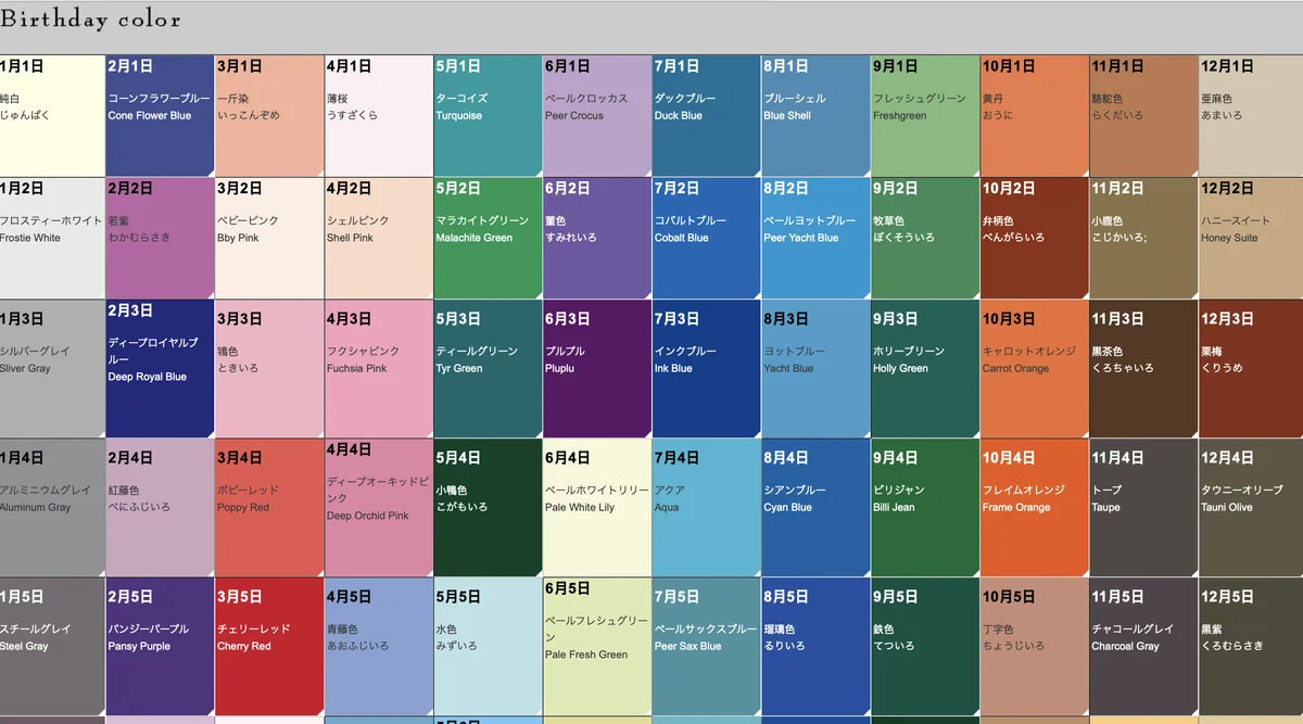 Japanese Birthday Colors