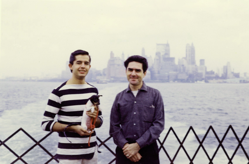 1964, My Dad's friend and a dog on the Staten Island Ferry